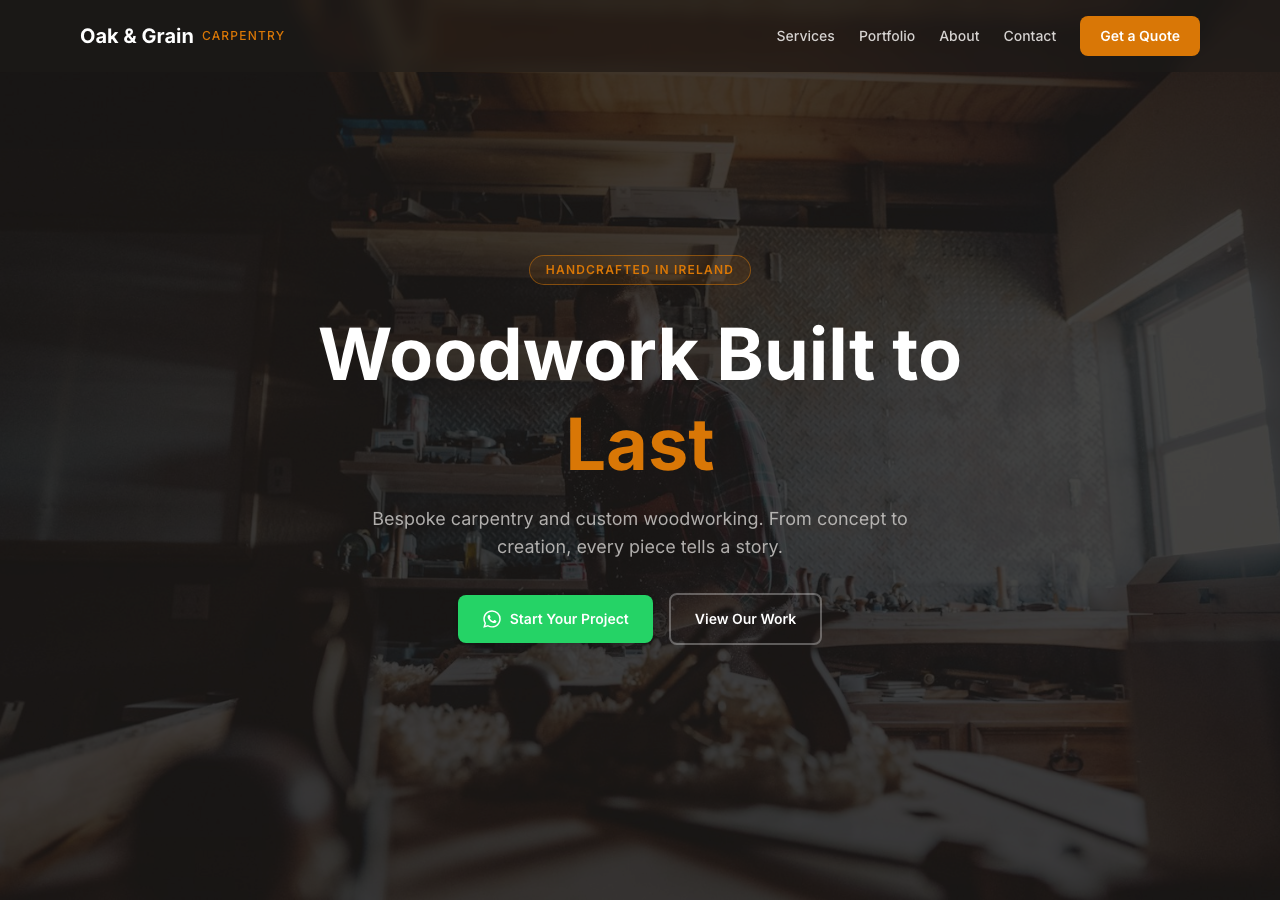 Oak & Grain Carpentry website screenshot